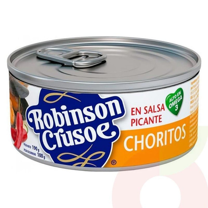 Choritos en Salsa Picante Robinson Crusoe 190Gr - Choritos En Salsa Picante R. Crusoe 190Gr