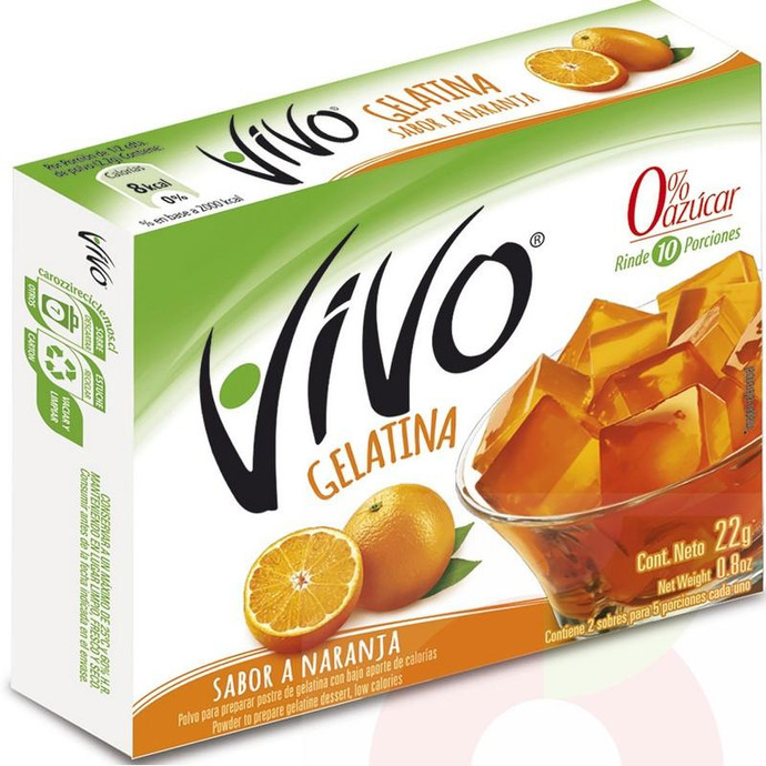 Gelatina Naranja 0 Azúcar Vivo 22Gr - Gelatina Sabor Naranja 0 Azúcar Vivo 22 Gr