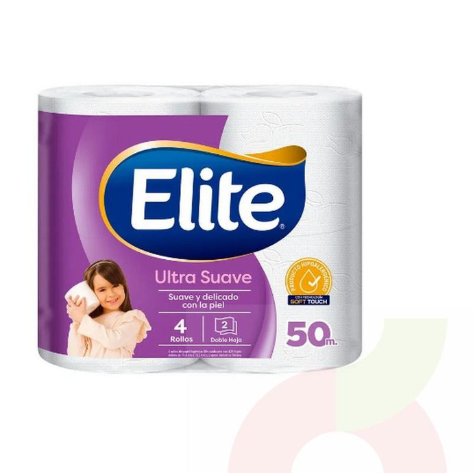Papel Higiénico Doble Hoja Elite 50Mt 4 Unidades - Papel Higiénico Doble Hoja-Elite 50Mts 4 Unid
