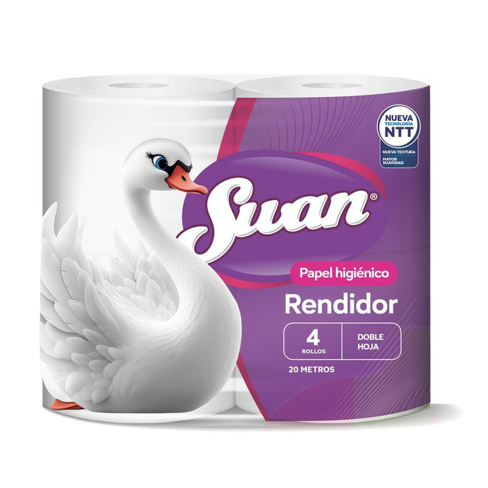 Papel Higiénico Doble Hoja  20Mt 4 Unidades - swan de 4.jpg