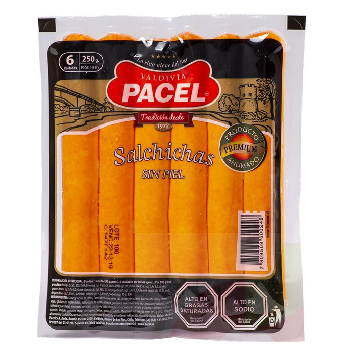 Salchichas Sin Piel Pacel 250Gr - Salchicha sin piel 250g.jpg