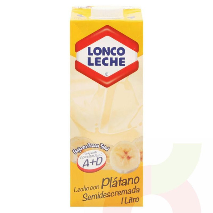 Leche Semidescremada Sabor Plátano Loncoleche 1Lt - Leche Semidescremada Sabor Platano Loncoleche 1 Litro