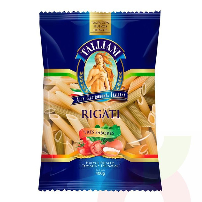 Pasta Rigati 3 Sabores Talliani 400Gr - Pasta Rigati 3 Sabores-Talliani 400Gr