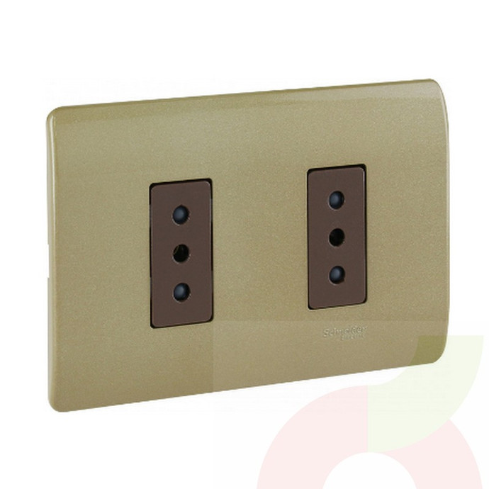 Tomacorriente doble 2P+T 10/16A 250V Dorado Castillo  - 7807331002924.jpg
