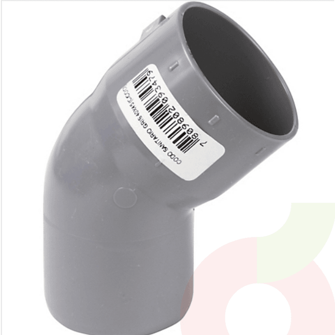 Codo PVC Sanitario 40mm x 45°  - Codo Pvc Sanit. 40Mm X45$ Gris Tigre