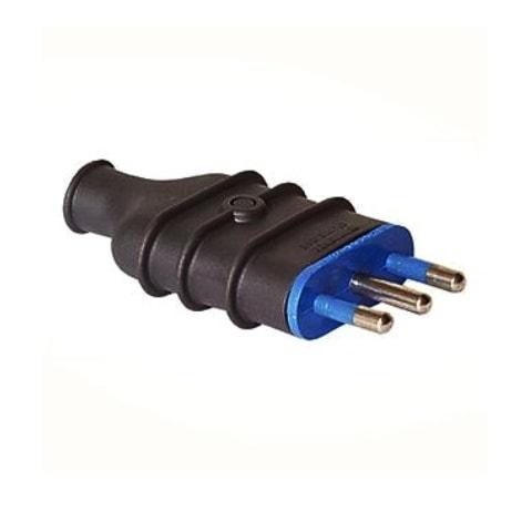 Enchufe Macho Gewiss  2P+T 10A  - Enchufe Macho Gewiss 2P+T 10A Negro Gris