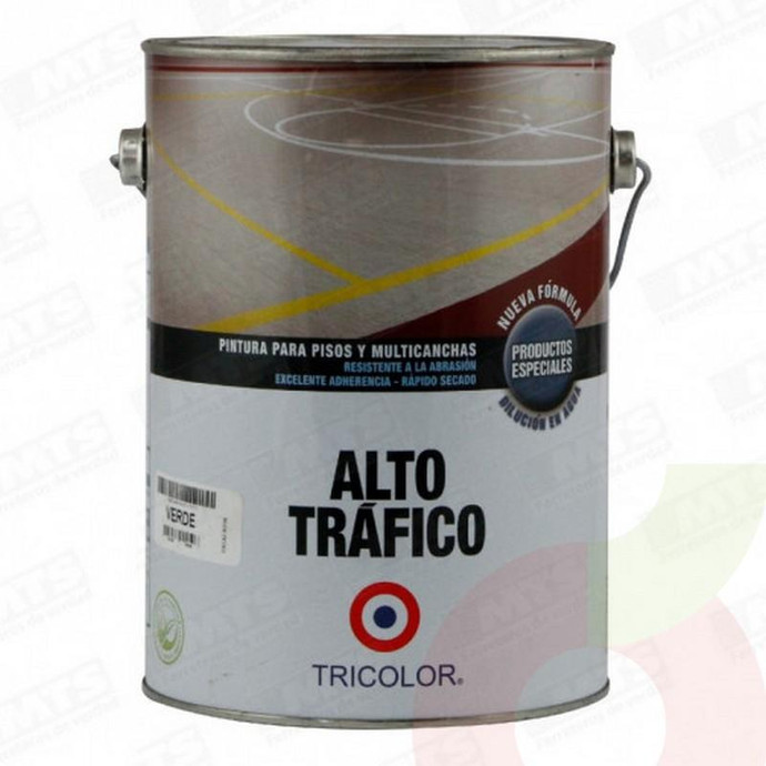 Pintura Alto Tráfico Base al Agua Gris por Galón Tricolor  - Pintura Alto Trafico Tricolor Base Al Agua Gris Por Galon