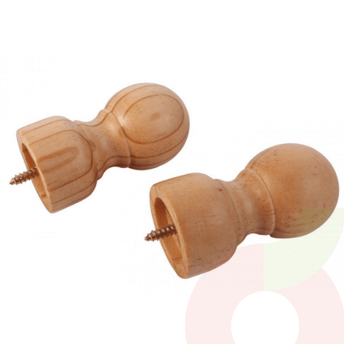 Terminal Madera 19mm 2 Unidades Natural - Terminal Bola Madera 19Mm X Par Natural