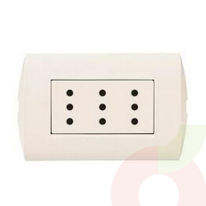 Tomacorriente Triple Marfil Armado BTicino 10A  - Toma Triple 10A Marfil Armado Bticino
