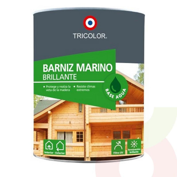 Barniz Marino Base al Agua Caoba por Galón Tricolor  - Barniz Marino Tricolor Base Al Agua Caoba Por Galon