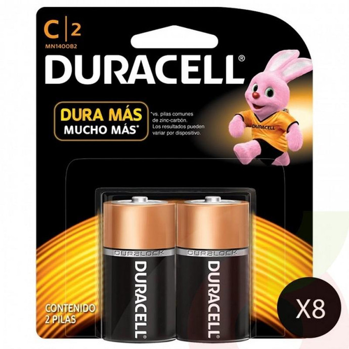 Pila Mediana Cx2 Unidades 1.5V Duracell  - Pila Duracell Mediana C X 2 Uni. 1.5V