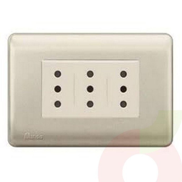 Tomacorriente Triplex 10A 2P+T 4Mm Armado - Toma Corriente Triplex 10A 2P+T 4Mm Armado