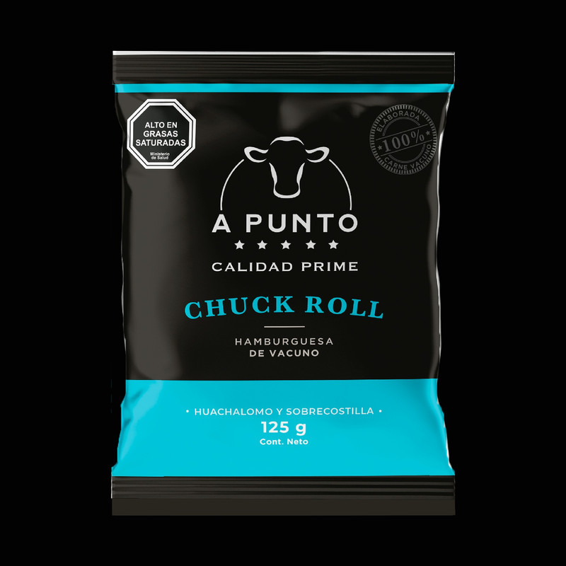 Caja Hamburguesa Chuckroll 125 grs. A Punto, 36 Unidades. (Despacho 72 hrs)
