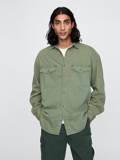 Denim Big Shirt Cool Olive