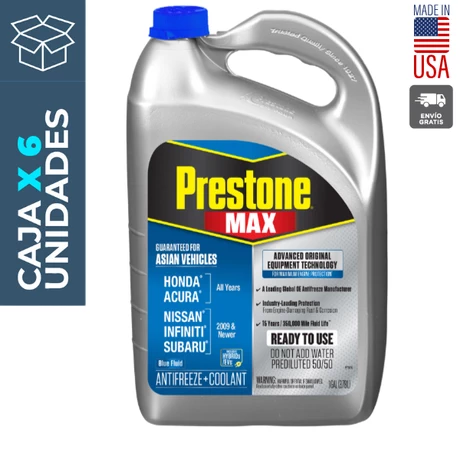 Anticongelante + Refrigerante Prestone MAX Asian Blue (azul) 3,78 lts