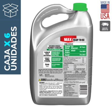 Anticongelante + Refrigerante Prestone MAX Asian Green (verde) 3,78 lts