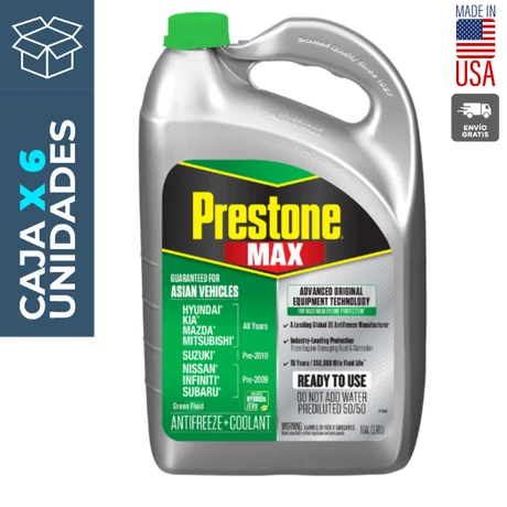 Anticongelante + Refrigerante Prestone MAX Asian Green (verde) 3,78 lts