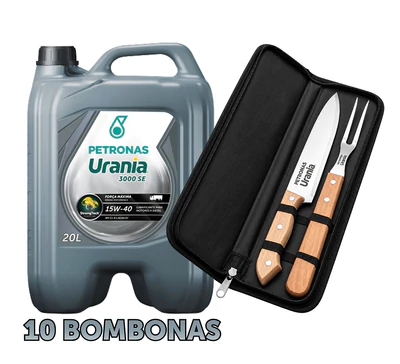 10 Bombonas Urania 15w40 3000 SE + 1 Set Asado Urania