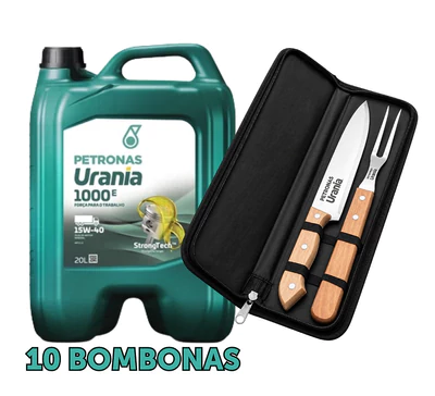 10 Bombonas Urania 15w40 1000 E + 1 Set Asado Urania