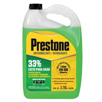 Anticongelante + Refrigerante Prestone al 33% (verde fluor)  3,78 lts