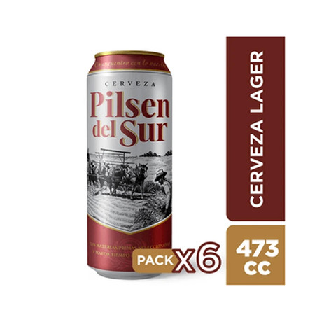 Cerveza Pilsen Del Sur Lata 6X473Cc
