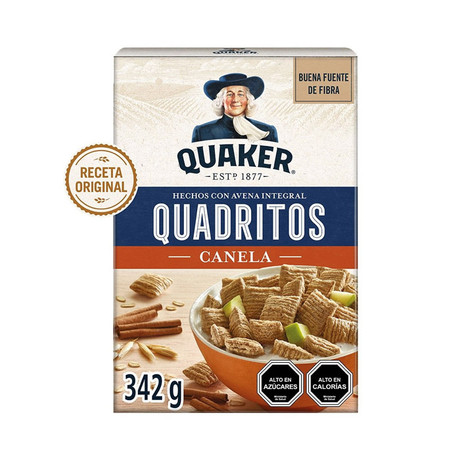 Cereal Quaker Quadritos Canela 342 Grs