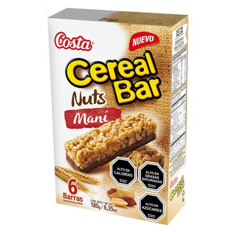 Cereal Bar Costa Nuts Mani 6 Und