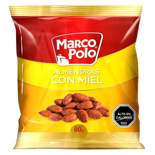 Almendras Marco Polo Con miel  80 gr - Almendras Marco Polo C/Miel 80 Grs