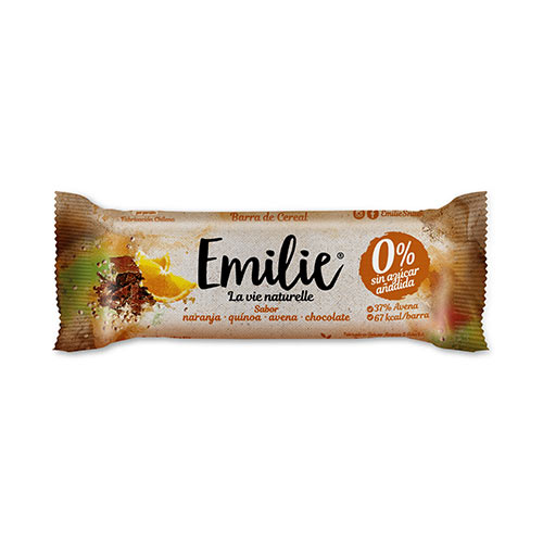 Barra cereal naranja-quinoa-avena-chocolate 1 un, Emilie - Barra cereal naranja-quinoa-avena-chocolate 1 un, Emilie