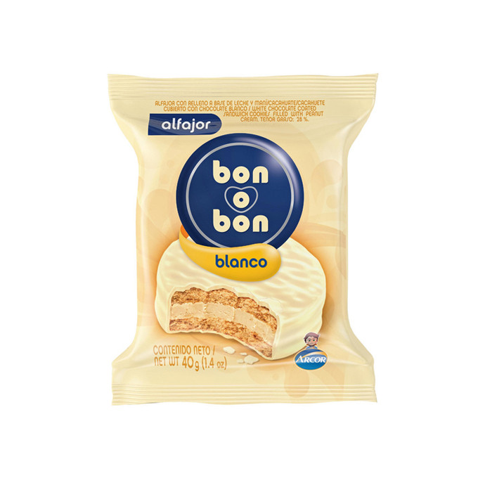 Alfajor Bon Bon Choc Blanco 40 gr - Alfajor Bon Bon Choc Blanco 40 Grs
