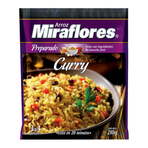 Arroz Miraflores Curry 210 gr - Arroz Miraflores Curry 210 Grs