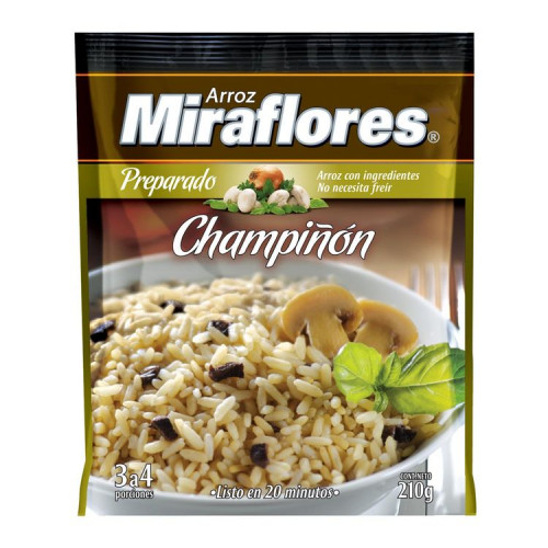 Arroz Miraflores Champiñón 210 gr - Arroz Miraflores Champiñon 210 Grs