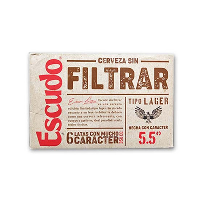 Cerveza Escudo Sin Filtrar Lata Pack 6 X 355 Cc - Cerveza Escudo Sin Filtrar Lata Pack 6 X 355 Cc