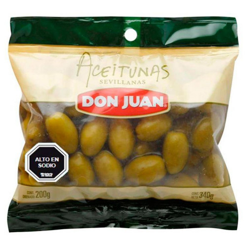 Aceituna Don Juan Sevillana 340  gr - Aceituna Don Juan Sevillana 200 Grs