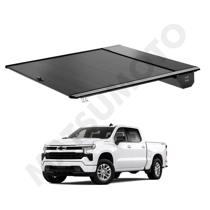 Tapa Retractil Cubre Pick Up Chevrolet         Silverado (5.5 FT)        2019-2025 - [ALUTC-CV-SIL19] Cubierta cubre pick up retractil para Chevrolet Silverado 5,5 FT  (2019 - actual) - Sistema Manual de Aluminio High Performance con Cerradura antirrobo.png