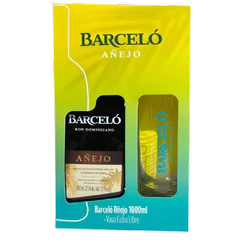 RON BARCELO AÑEJO 1000cc 37.5g + VASO
