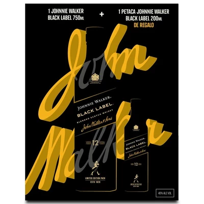 Pack Johnnie Black 750Cc40G + Petaca J.Black 200Cc