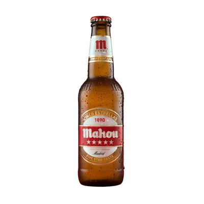 Cerveza Mahou 5 estrellas botella 330 CC