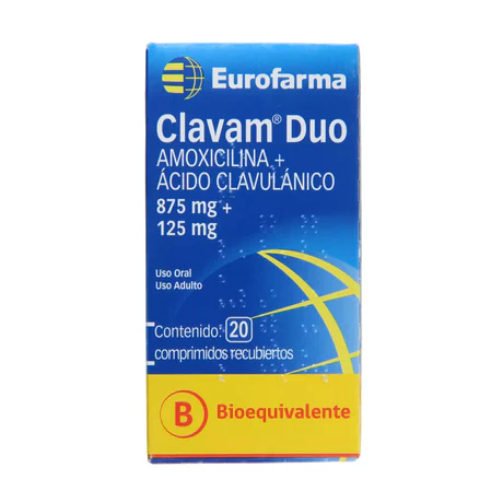 CLAVAM DUO (B) AMOXICILINA / ÍCIDO CLAVULÁNICO 875/125 20 COMPRIMIDOS RECUBIERTOS