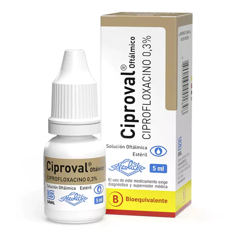 CIPROVAL CIPROFLOXACINO 0.3% SOLUCIÓN OFTÁLMICA 5ML
