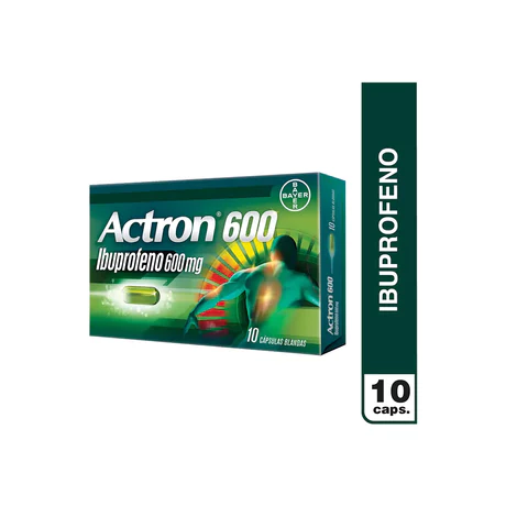 ACTRON IBUPROFENO 600MG 10 CÁPSULAS BLANDAS