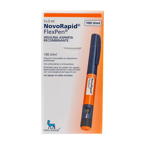 NOVORAPID FLEXPEN INSULINA ASPARTO 100UI/ML INYECTABLE 3ML X5 F-A
