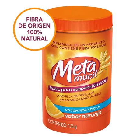 METAMUCIL FIBRA NATURAL SOLUBLE SABOR NARANJA 174G - 30 DOSIS