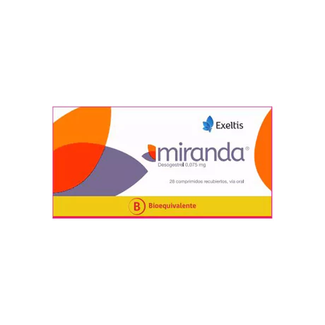 MIRANDA (B) DESOGESTREL 0.075MG 28 COMPRIMIDOS RECUBIERTOS