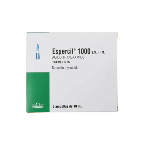 ESPERCIL ÁCIDO TRANEXÁMICO 1000MG INYECTABLE 3 AMPOLLAS