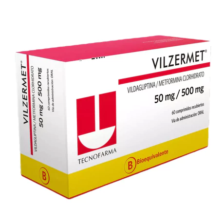 VILZERMET (B) VILDAGLIPTINA / METFORMINA 50/500 60 COMPRIMIDOS RECUBIERTOS