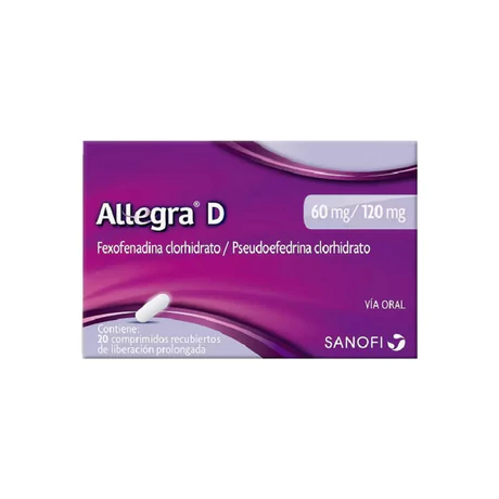 ALLEGRA D FEXOFENADINA / PSEUDOEFEDRINA 20 COMPRIMIDOS RECUBIERTOS