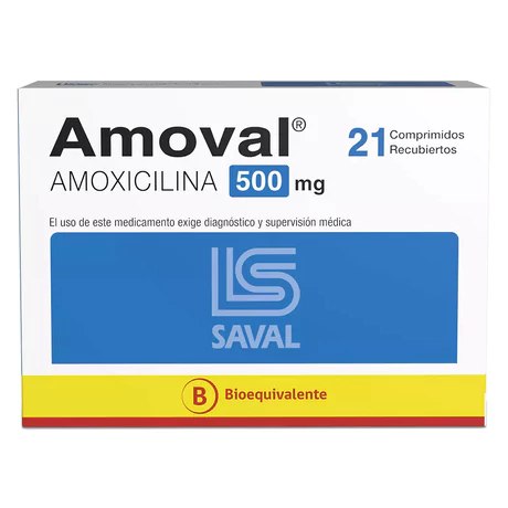 AMOVAL (B) AMOXICILINA 500MG 21 COMPRIMIDOS RECUBIERTOS