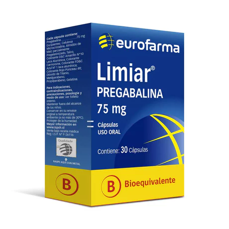 LIMIAR (B) PREGABALINA 75MG 30 CÁPSULAS