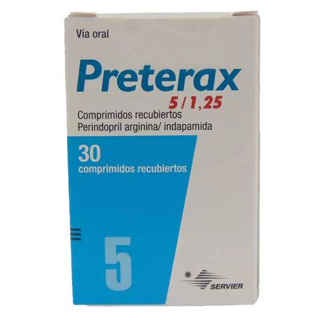 PRETERAX 5/1.25 PERINDOPRIL / INDAPAMIDA 30 COMPRIMIDOS RECUBIERTOS